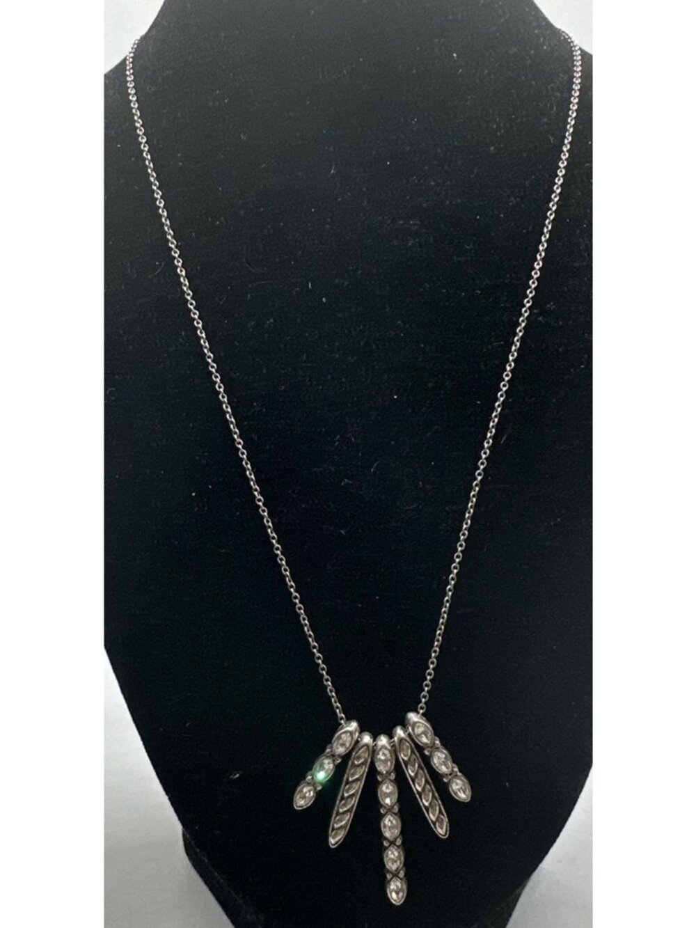 Brighton Quintet Bar Silver Crystal Pendant Necklace 18”